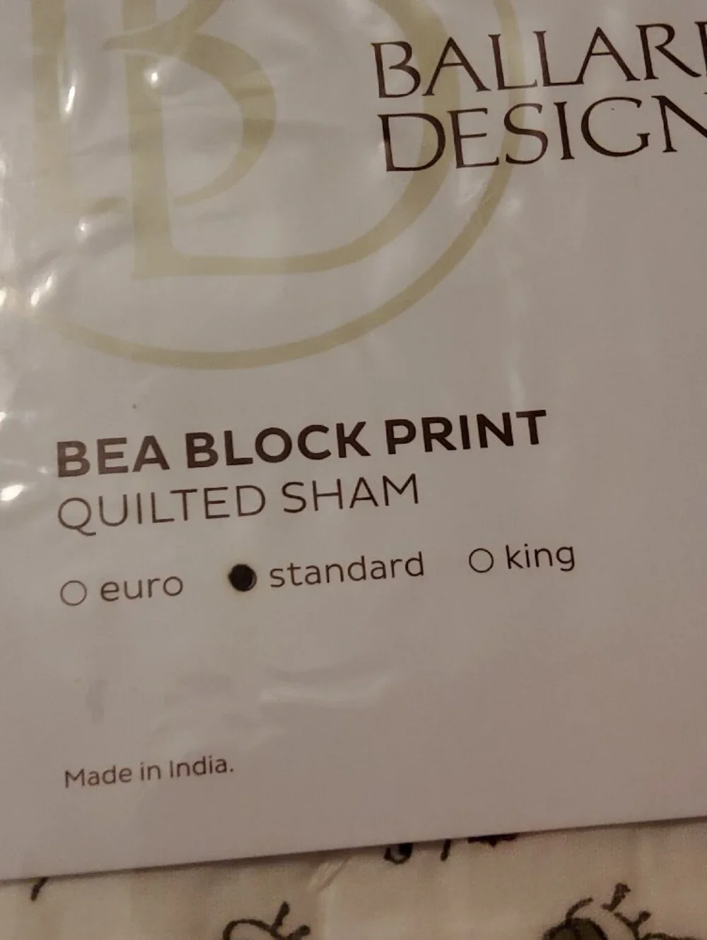 Ballard Designs Bea Block Print Quilted Shams in Cream with Green & Brown Floral